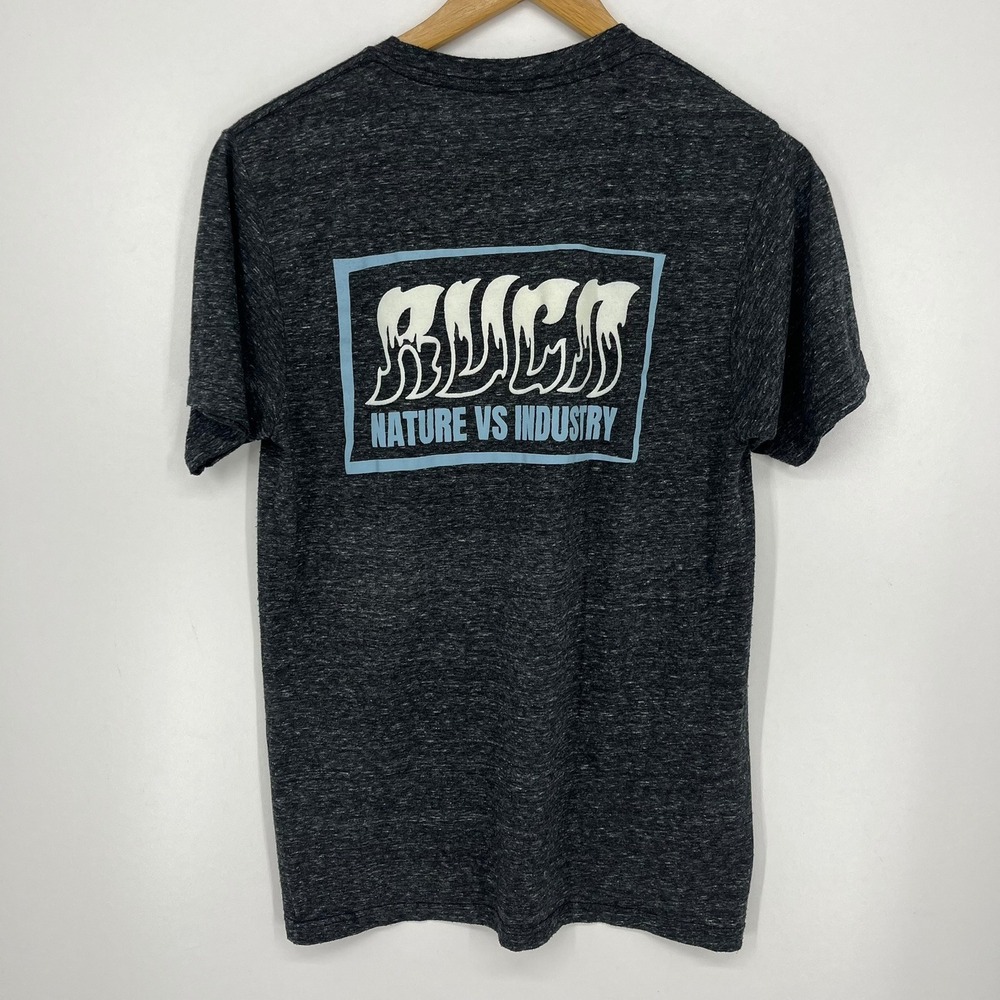RVCA Mens Nature Vs Industry Graphic T-Shirt Heather Charcoal Grey Small